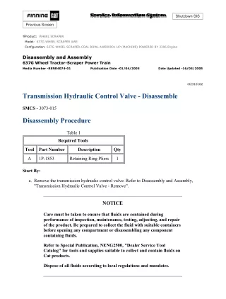 Caterpillar Cat 637G WHEEL SCRAPER (Prefix AWE) Service Repair Manual (AWE00001 and up)