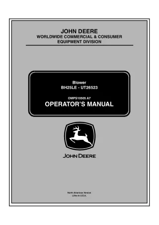 John Deere BH25LE-UT26523 Blower Operator’s Manual Instant Download (Publication No. OMPS10505)