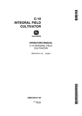 John Deere C-10 Integral Field Cultivator Operator’s Manual Instant Download (Publication No.OMN159101)