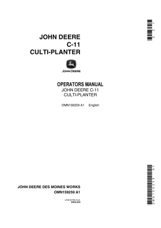 John Deere C-11 Culti-Planter Operator’s Manual Instant Download (Publication No.OMN159259)