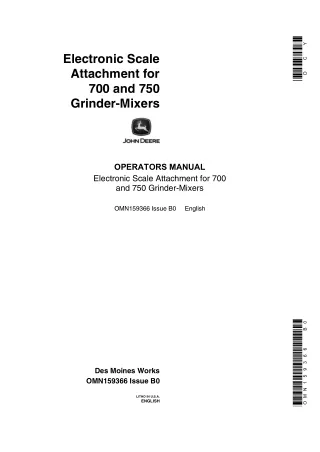 John Deere Electronic Scale Attachment for 700 and 750 Grinder-Mixers Operator’s Manual Instant Download (Publication No