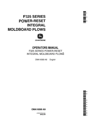 John Deere F325 Series Power-Reset Integral Moldboard Plows Operator’s Manual Instant Download (Publication No.OMA16569)