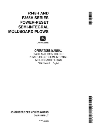 John Deere F345H and F335H Series Power-Reset Semi-Integral Moldboard Plows Operator’s Manual Instant Download (Publicat