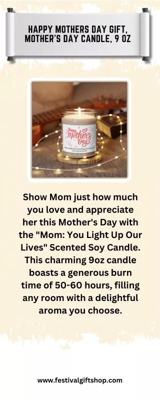 Happy Mothers Day Gift, Mother's Day Candle, 9 oz