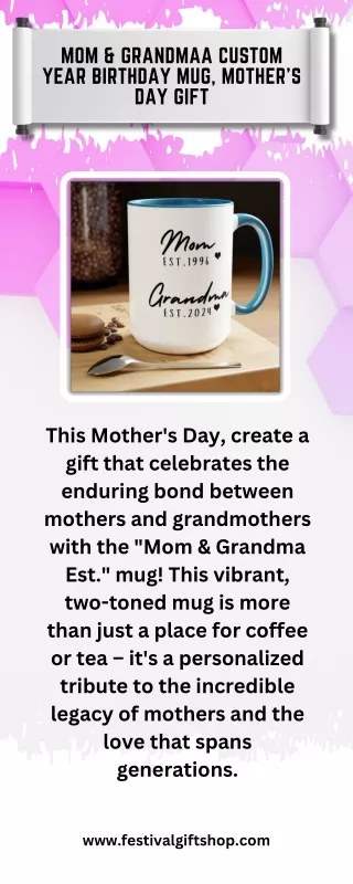 Mom & Grandmaa Custom Year Birthday Mug, Mother's Day Gift