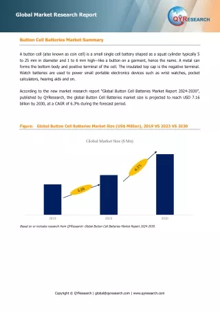 The global Button Cell Batteries market size is projected to reach USD 7,163 million by 2030