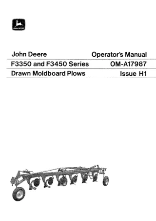 John Deere F3350 and F3450 Series Drawn Moldboard Plows Operator’s Manual Instant Download (Publication No.OMA17987)