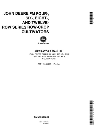 John Deere FM Four- Six- Eight- and Twelve- Row Series Row-Crop Cultivators Operator’s Manual Instant Download (Publicat