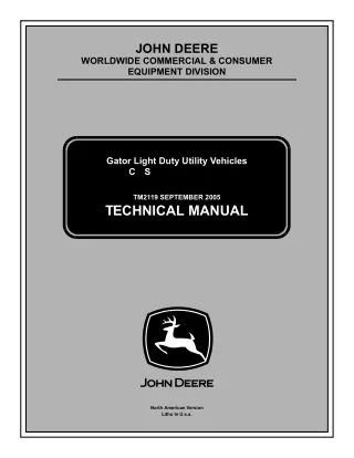 John Deere Gator Light Duty CS CX Utility Vehicle Service Repair Manual Instant Download (TM2119)