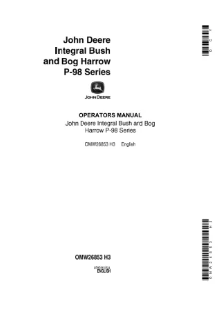 John Deere Integral Bush and Bog Harrow p-98 Series Operator’s Manual Instant Download (Publication No.OMW26853)