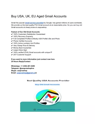 Buy old Gmail Accounts - 2016