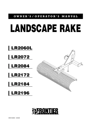 John Deere LR2060L LR2072 LR2084 LR2172 LR2184 LR2196 Landscape Rake Owner’s Operator’s Manual Instant Download (Publica