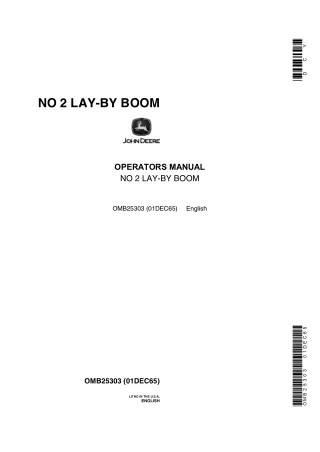 John Deere No.2 Lay-By Boom Operator’s Manual Instant Download (Publication No.OMB25303)