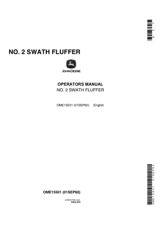 John Deere NO.2 Swath Fluffer Operator’s Manual Instant Download (Publication No.OME15501)