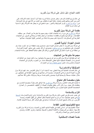 كشف النجاح دليل شامل على شركة سول للتوريد