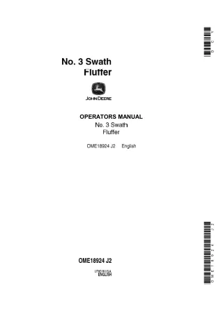 John Deere NO.3 Swath Fluffer Operator’s Manual Instant Download (Publication No.OME18924)