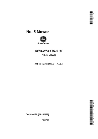 John Deere No.5 Mower Operator’s Manual Instant Download (Publication No.OMH10156)