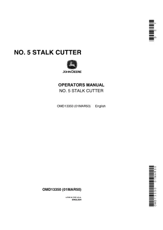 John Deere No.5 Stalk Cutter Operator’s Manual Instant Download (Publication No.OMD13350)