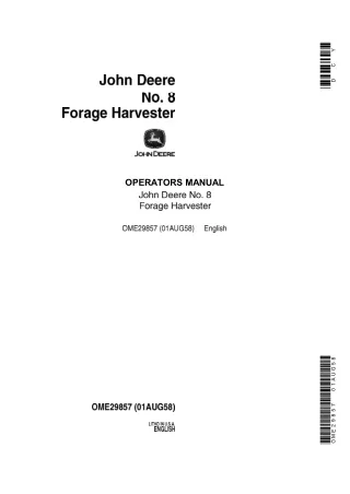 John Deere NO.8 Forage Harvester Operator’s Manual Instant Download (Publication No.OME29857)