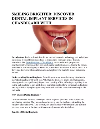 DENTAL IMPLANT SERVICES IN CHANDIGARH WITH