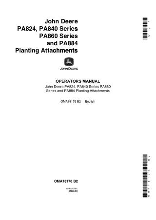 John Deere PA824 PA840 Series PA860 Series and PA884 Planting Attachments Operator’s Manual Instant Download (Publicatio