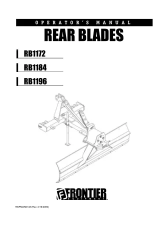 John Deere RB1172 RB1184 RB1196 Rear Blades Operator’s Manual Instant Download (Publication No. 5WPMAN0148)