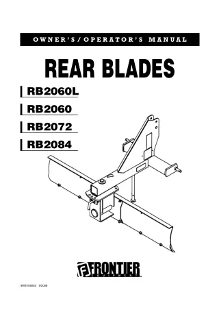 John Deere RB2060L RB2060 RB2072 RB2084 Rear Blades Owner’s Operator’s Manual Instant Download (Publication No. 5WS10500