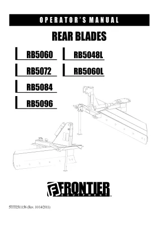 John Deere RB5060 RB5072 RB5084 RB5096 RB5048L RB5060L Rear Blades Operator’s Manual Instant Download (Publication No.5T