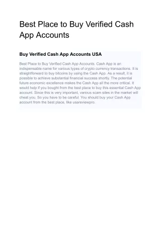 Best Place to Buy Verified Cash App Accounts