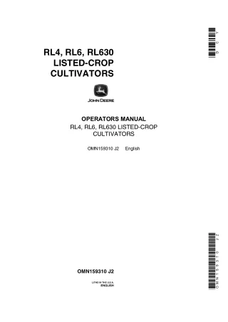 John Deere RL4 RL6 RL630 Listed-Crop Cultivators Operator’s Manual Instant Download (Publication No.OMN159310)