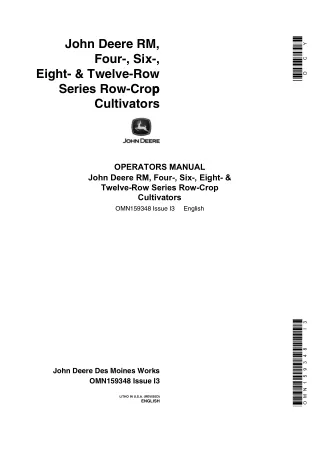 John Deere RM Four- Six- Eight and Twelve-Row Series Row-Crop Cultivators Operator’s Manual Instant Download (Publicatio