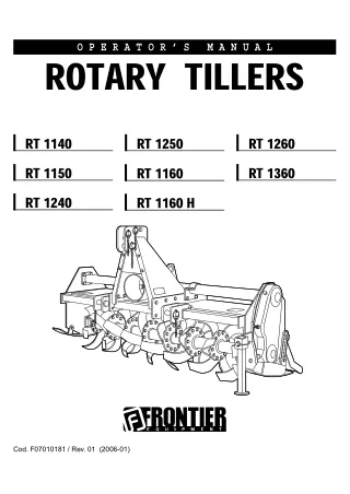 John Deere RT1140 RT1150 RT1240 RT1250 RT1160 RT1160H RT1260 RT1360 Rotary Tillers Operator’s Manual Instant Download (P