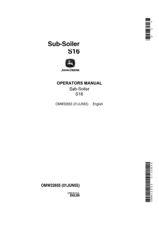 John Deere S16 Sub-Soiler Operator’s Manual Instant Download (Publication No.OMW32655)