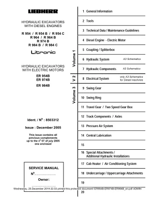 LIEBHERR ER974B Hydraulic Excavator Service Repair Manual