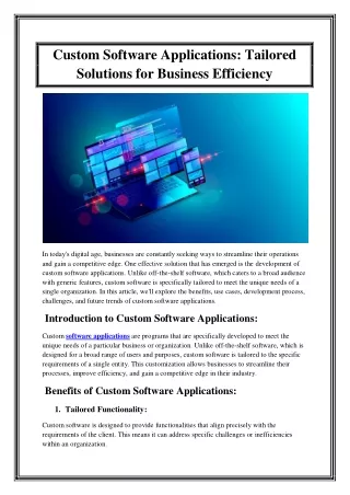 Custom Software Applications Tailored Solutions for Business Efficiency