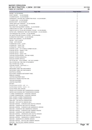 Massey Ferguson MF 384 F TRACTOR, - 0894 Parts Catalogue Manual Instant Download