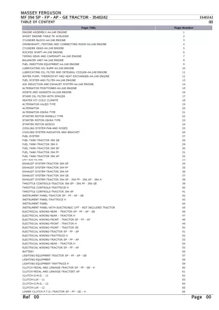 Massey Ferguson MF 394 SP - FP - AP - GE TRACTOR Parts Catalogue Manual Instant Download