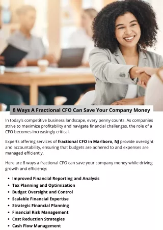 8 Ways A Fractional CFO Can Save Your Company Money