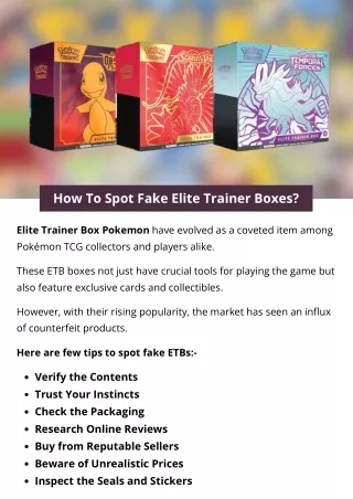 How To Spot Fake Elite Trainer Boxes?