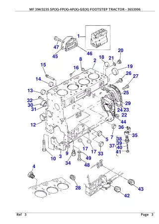 Massey Ferguson MF 3943235 SP(X)-FP(X)-AP(X)-GE(X) FOOTSTEP TRACTOR Parts Catalogue Manual Instant Download