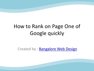 How to Rank on Page One of Google quickly