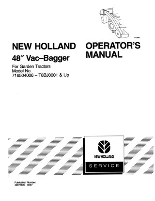 New Holland 48 Vac-Bagger for Garden Tractors (Model No.716504006-T8BJ0001 & Up) Operator’s Manual Instant Download (Pub