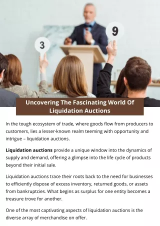 Uncovering The Fascinating World Of Liquidation Auctions