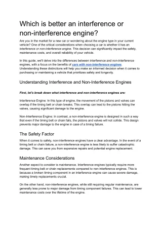 Which is better an interference or non-interference engine?