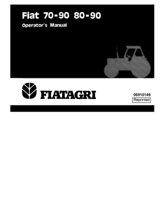 New Holland Fiat 70-90 80-90 Tractors Operator’s Manual Instant Download (Publication No.06910149)