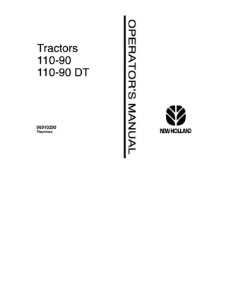 New Holland Fiat 110-90 110-90 DT Tractors Operator’s Manual Instant Download (Publication No.06910280)