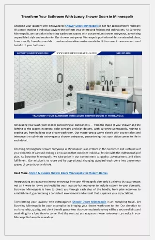 Quality Meets Design With Shower Door Experts in Minneapolis