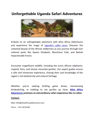 Unforgettable Uganda Safari Adventures