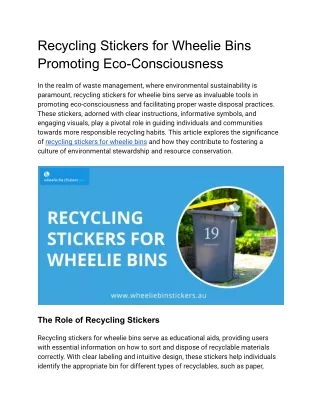 recycling stickers for wheelie bins