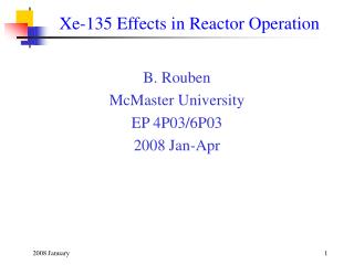 Xe-135 Effects in Reactor Operation